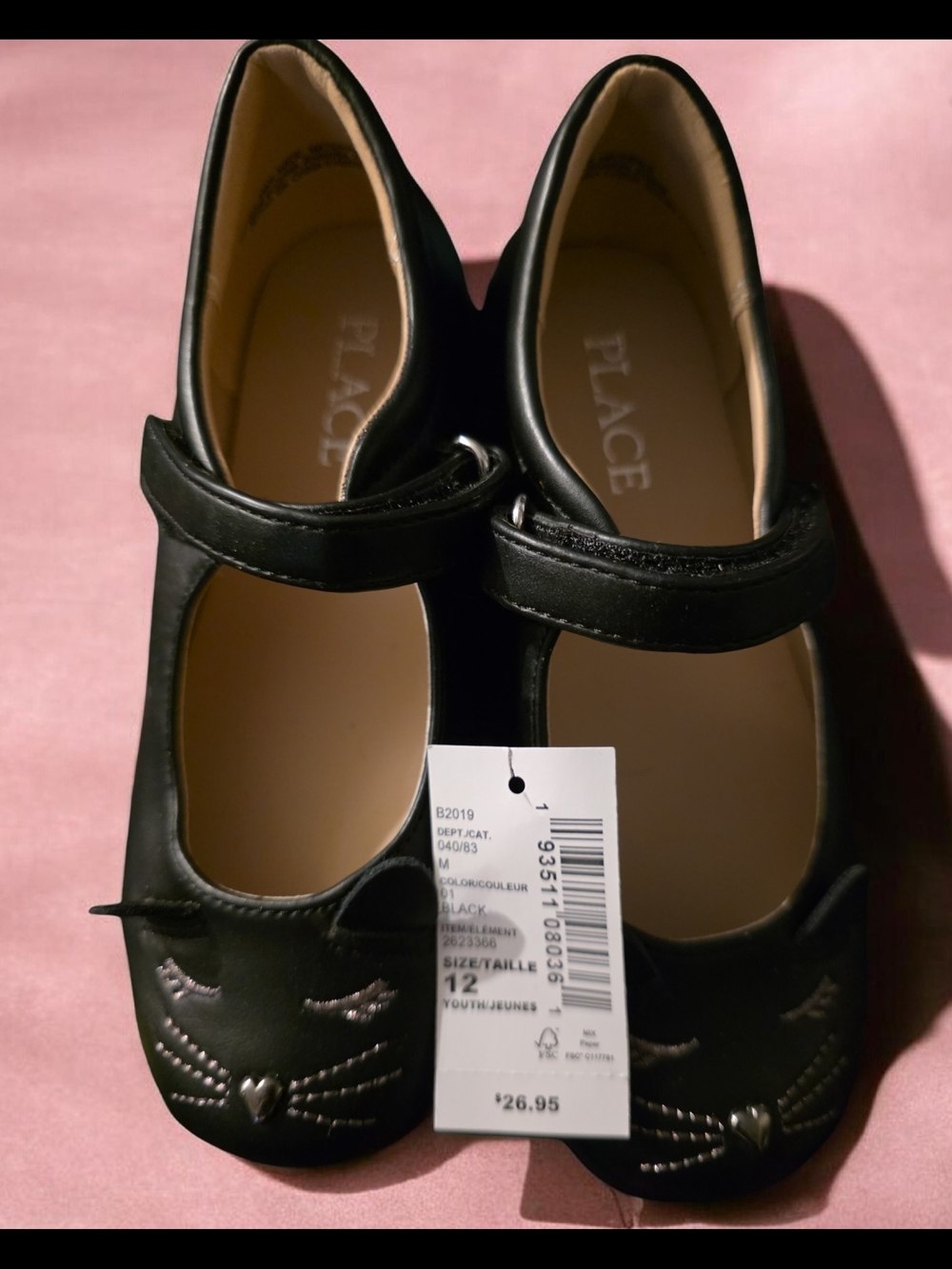 The Children's Place Black Girls' Mary Jane Cat Face Dress Shoes